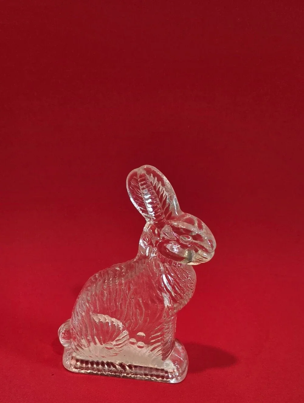 Pressed Clear Glass Rabbit Figurine/ Candy Container